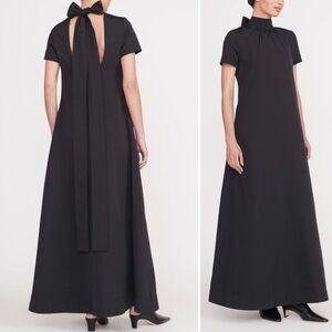 STAUD Ilana Black Dress Maxi Open Back Tie Ribbon NWT size M